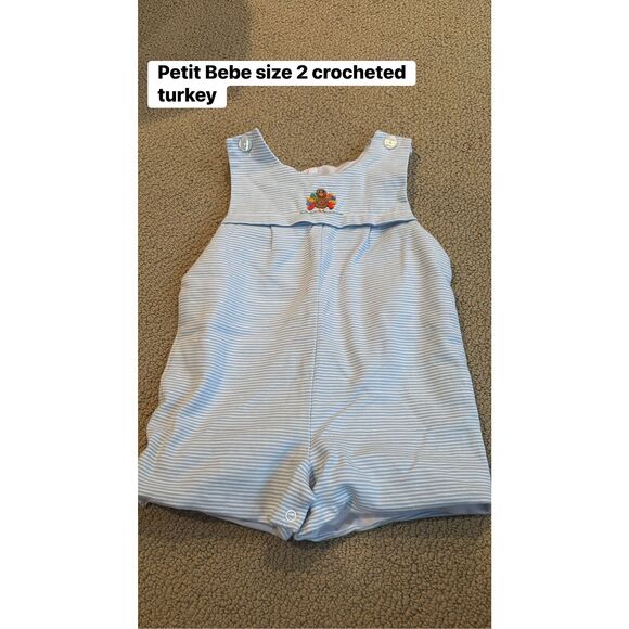 Petit Bebe size 2 knit crocheted smocked Turkey Jon Jon - Picture 1 of 1
